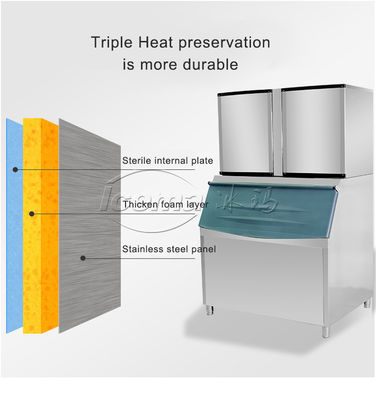 1000KG / 24H Ticari Buz Küpü Makinesi 3000W Kahve Barı / Restoran / Oteller İçin 1 Ton