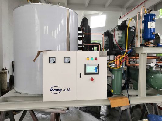 Çin fabrika fiyatıyla soğutma için günde 50 ton konteynerli kar tanesi buz makinesi