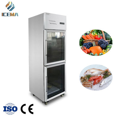 İyi fiyat 0-8 Derece 2 Kapı Dik Buzdolabı Dondurucu Yan Yana Paslanmaz Çelik 400 Litre Restoran İçin çevrimiçi