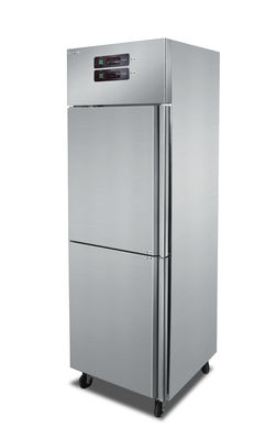 0-8 Derece 2 Kapı Dik Buzdolabı Dondurucu Yan Yana Paslanmaz Çelik 400 Litre Restoran İçin
