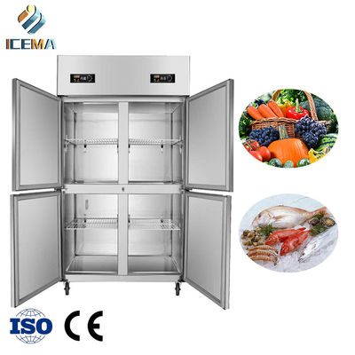 -18~-0 & 0~8 derece 4 Kapılı Ticari Düz Uzanan Dondurucu 1230mm Uzunluğu 680mm Genişi 1970mm Yüksekliği