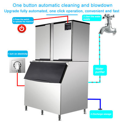 1000KG / 24H Ticari Buz Küpü Makinesi 3000W Kahve Barı / Restoran / Oteller İçin 1 Ton