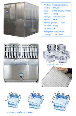 Endüstriyel buz küpü makinesi güç kaynağı 220V/50Hz Buz küpü Boyutu 22*22*22mm