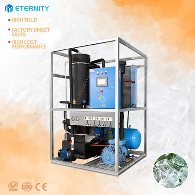 satın al 1Ton Tube Ice Machine with 500kg Ice Storage 4.6KW Industrial R404a/R22 Ice Tube Maker online manufacture